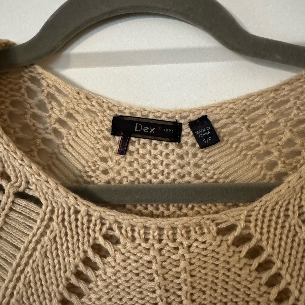 Dex Tan Open-Knit/Sheer Back Blouse - Picture 3 of 3